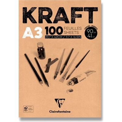 Clairefontaine Blok Brown Kraft A3 100 listů 90 g
