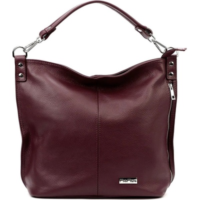 MiaMore Velká kožená kabelka na rameno i crossbody no. 053 tmavá bordó