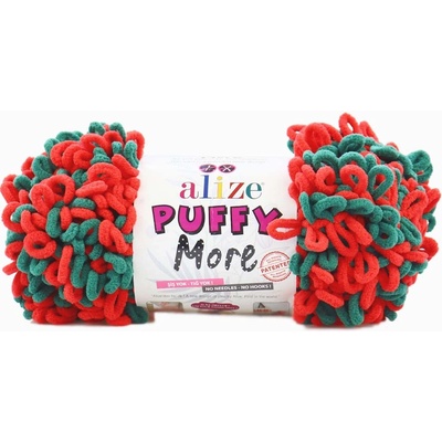 Alize příze Puffy More 6292 červená a zelená