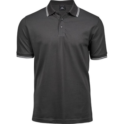 TEE JAYS tj1407 / Мъжка еластична поло тениска от плътен памук - тъмносива/бяла m (18140792702)