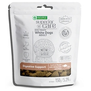 AKVATERA Nature's Protection DOG - Superior Care White Dogs Intestinal Care with white fish, лакомство за бели кучета с бяла риба - за добро храносмилане 150 гр, Литва