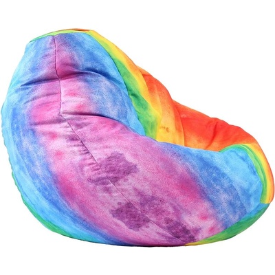PUFRELAX Пуф, круша, 520л. , Nirvana Gigant - Rainbow Watercolour, Водоустойчив, Перящ се калъф, Пълнеж от Полистиролни перли, принт, 8303 (PUF-G-NGG-TEXP-RAW)