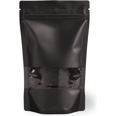 Sáčky Doypack, 1000ml, KRAFT/PET/PE ČERNÉ s okénkem, ZAOBLENÉ ROHY, 100 ks / bal