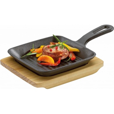Küchenprofi BBQ Mini grilovací/servírovací pánev s prkénkem 23x13,5x5,5 cm