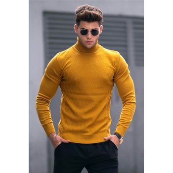 Madmext Мъжки пуловер 4658 - Горчица 288800 (288800_Горчица)