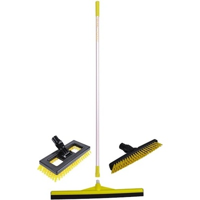 Podlahová stěrka SYR 45 cm s tyčí + kartáč do úzkých prostor a rýžák, žlutá PS45sadazluta