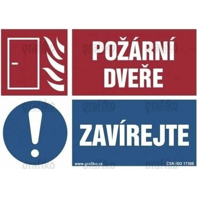 Grafiko | Požární dveře, zavírejte - Materiál Plast, Rozměr 210x148mm