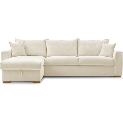Bobochic Кремав разтегателен ъглов диван от рипсено кадифе (променлив) Augustin - Bobochic Paris (WT-WOOD-NR3.5-W_1 P484 N.MI)