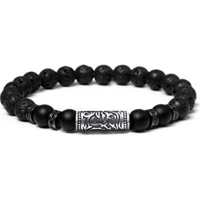 Daniel Dawson pánský korálkový Brandon lávový kámen achát NR2029 černá