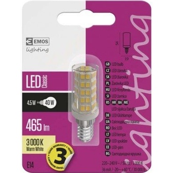 Emos LED žiarovka Classic JC 4,5W E14 teplá biela