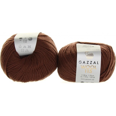 Gazzal Wool 115 3312 čokoládová