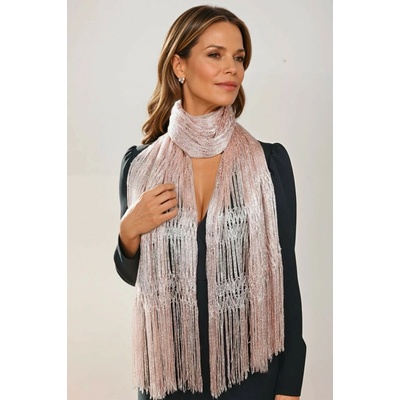 Classic Scarf třpytivá slavnostní světle růžová šála