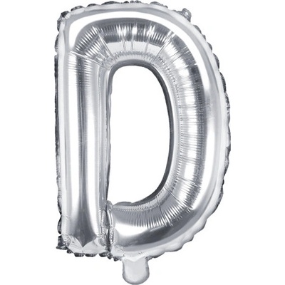 PartyDeco Fóliový balónek písmeno D stříbrný 35 cm