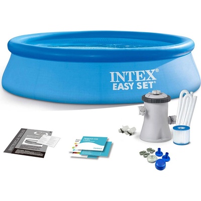 Intex Басейн с надуваем ринг и филтърна помпа INTEX Easy Set, 244 х 61см 28108NP (3447514)