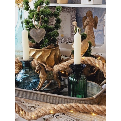 Sommerfield Zinkový antik plechový oválný podnos s uchy Vivvi 41*14*8 cm