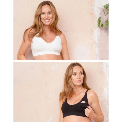 Bambusové mateřské podprsenky Samantha 2-pack Black/White – Zboží Dáma