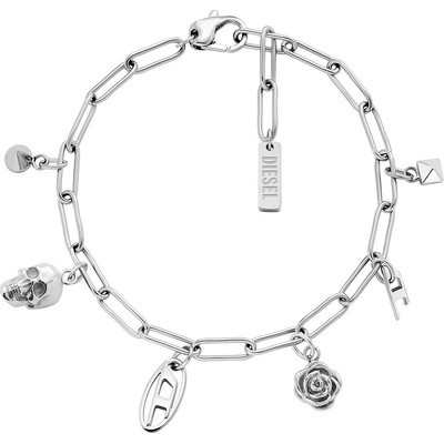 Diesel Moderní ocelový náramek s přívěsky DX1604040