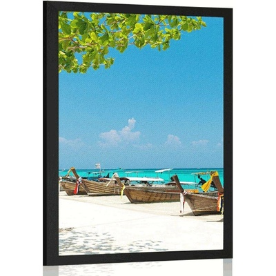 Plakát bílá písečná pláž na ostrově Bamboo - 20x30 silver