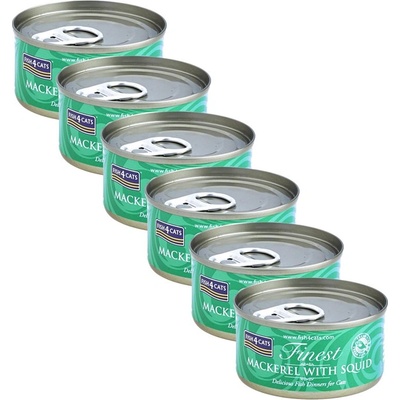Fish4Dogs Fish4cats Най-добър Скумрия и Калмари 6 x 70 г