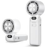  Ръчен вентилатор с охлаждаща плоча Atron F53K, Преносим, Сгъваем, Батерия 3600mAh, LED дисплей, Бял (F53K-White)