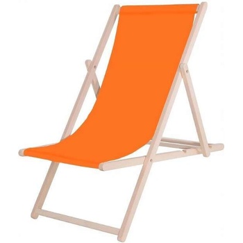 Dechland Сгъваем шезлонг от букова дървесина, самосглобяем, 120кг, оранжев (l-01-08)