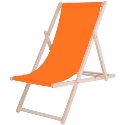 Dechland Сгъваем шезлонг от букова дървесина, самосглобяем, 120кг, оранжев (l-01-08)