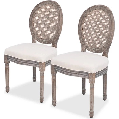 vidaXL Трапезни столове, 2 бр, кремави, текстил (244089)