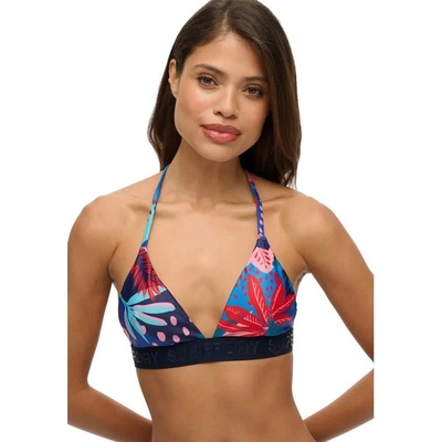 Superdry Logo Triangle bikini top - Blue (Tropical Stencil Blue Print)