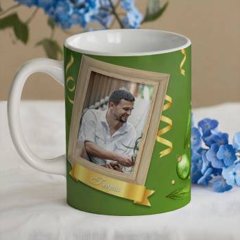 Art gift Коледна чаша със снимка - Зелена магия