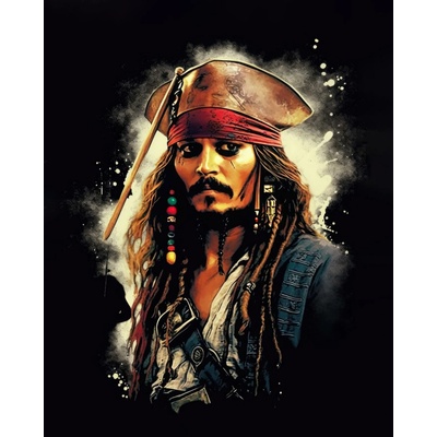 ZUTY Obrazy na stenu - Jack Sparrow na čiernom pozadí Rámovanie: bez rámu a bez vypnutia plátna, Rozmer: 40x50 cm