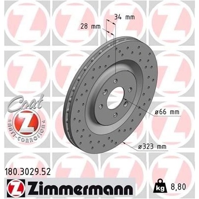 Brzdový kotúč (cena za 1ks) ZIMMERMANN 180.3029.52