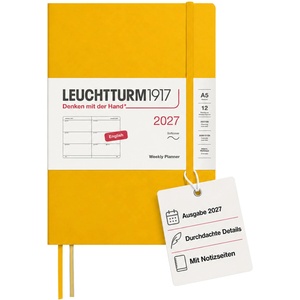 Leuchtturm1917 Weekly Calendar 2027 Medium (A5) - 145 x 210 mm - 12 months - January-December 2027 - 1 week per double page - 80 g/m2 paper with high ink compatibility - 400296 (400296)