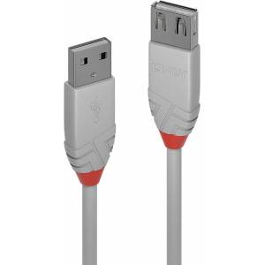 Lindy Удължителен кабел Lindy, от USB-A(м) към USB-A(ж), 1m, сив (36712)