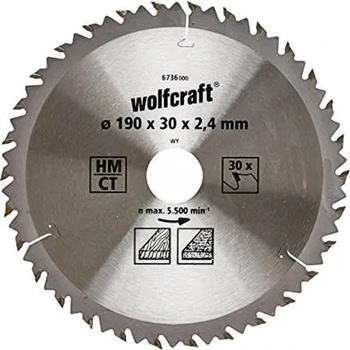 wolfcraft Диск циркулярен за дърво Ø 190х30х2.4, z30, 6736000 Wolfcraft