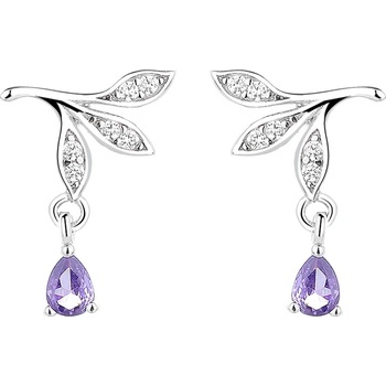 DELIS Сребърни обеци от проба 925, jw860, модел листа, родиево покритие (jw860)