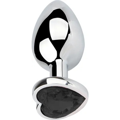 Passion labs Метално дилдо Butt Plug "SILVER HEART BLACK" 8 см. Размер-M