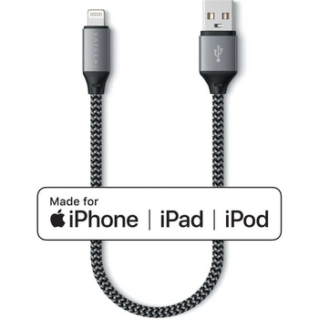 Satechi USB-A to Lightning Cable - сертифициран (MFI) USB-A към Lightning кабел за Apple устройства с Lightning порт (25 см) (сив)