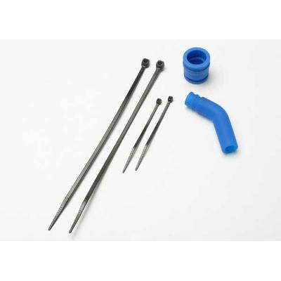 Traxxas Pipe coupler, molded (blue)/ exhaust deflecter (rubber, blue, TRX5245 (TRX5245)