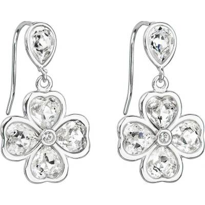 Swarovski Elements Clover krystal 23 mm Stříbrné náušnice visací růžový čtyřlístek 31262.1