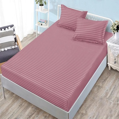 Долен чаршаф с ластик и 2 калъфки (размер 160/180x200), 3 части , 18240, Тъмнорозов