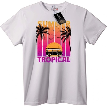 NOONEBRAND Тениска с лятни тропически настроения - 2XL, White