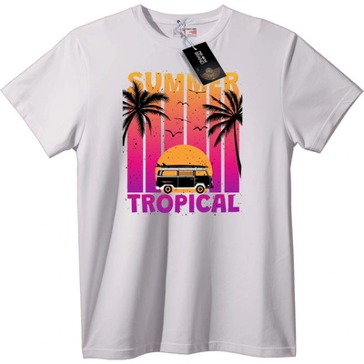NOONEBRAND Тениска с лятни тропически настроения - 2XL, White