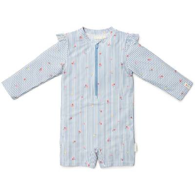 Бебешки цял бански костюм с дълъг ръкав Little Dutch - Sunny Flowers Blue, 62/68 cm, 2-6 м (CL25038109)