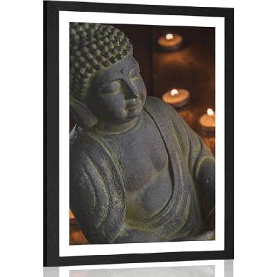 Plakát s paspartou Buddha plný harmonie - 30x45 silver