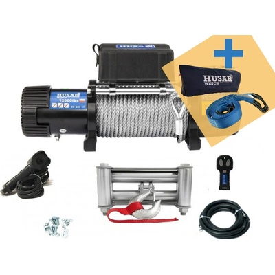 HUSARWINCH Naviják Husar Winch BST 12000, 12V, Ocelové lano + popruh + pouzdro