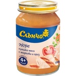 Слънчо Месно-зеленчуково пюре Слънчо - Пуешко с моркови и ориз, 190 g (2590) - baby
