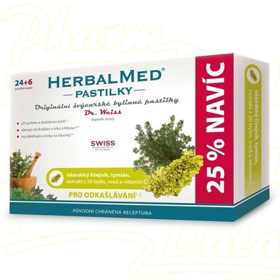 HerbalMed Dr. Weiss Isl. liš+tym+med+vitC 24 pastilek