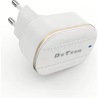 DeTech Мрежово зарядно устройство DeTech, DE-15, 5V/3.1A 220V, 2 x USB, Бял - 40095