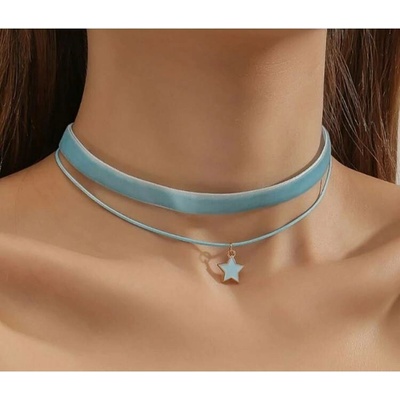 Prosperk Náhrdelník choker modrý s hvězdičkou S0181