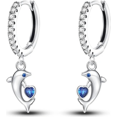 Grace Silver Jewellery stříbrné náušnice Delfín s modrým srdcem E-PAE069/226 stříbrná